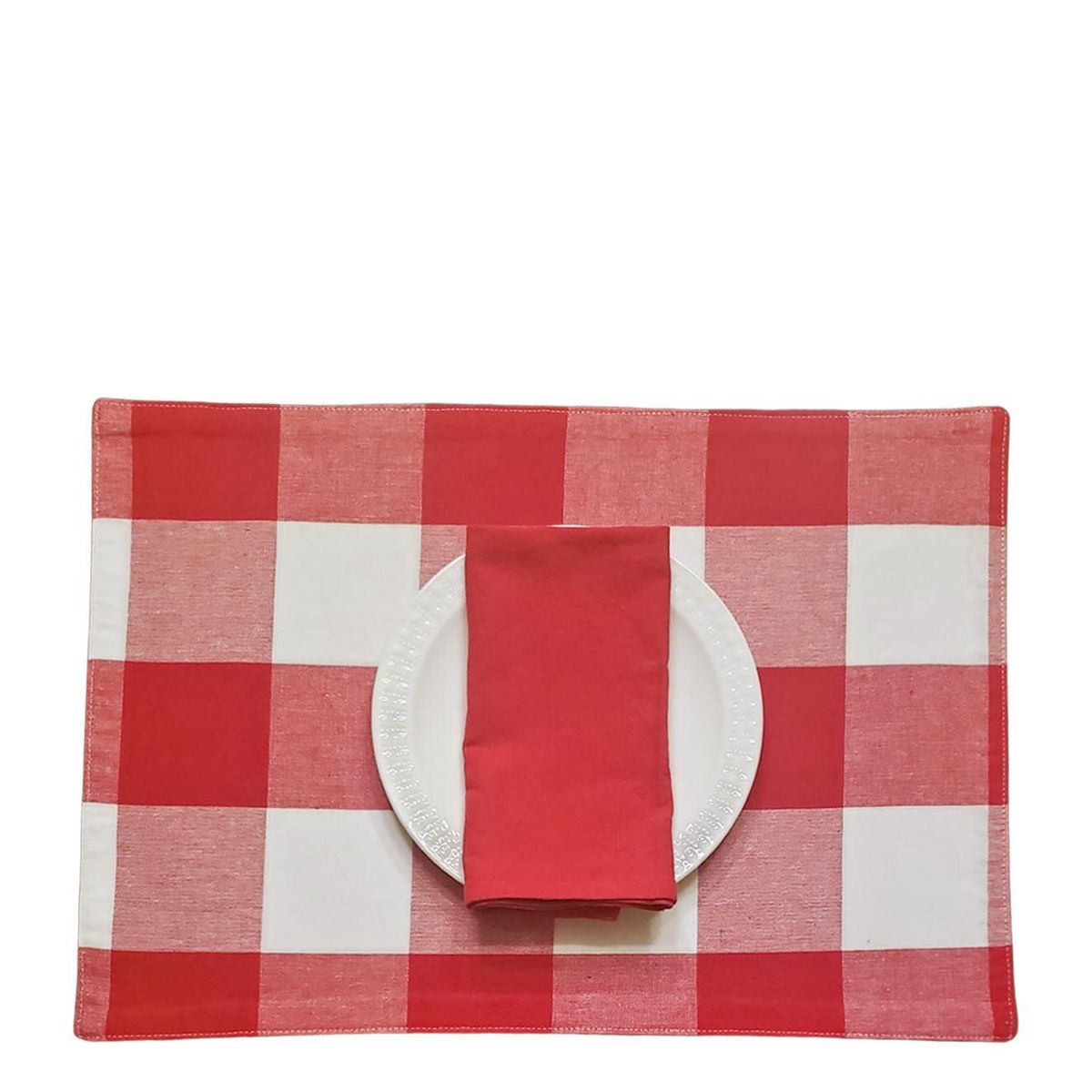 EL TWIST HOME - Individual Tela cuadros rojos 33 x 48 cm