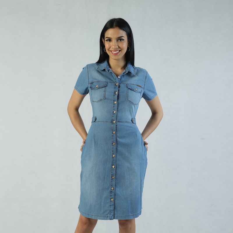 Jeans Outfit Para Bar Mujer Vestido MIDI Casual Denim Mujer Fordan
