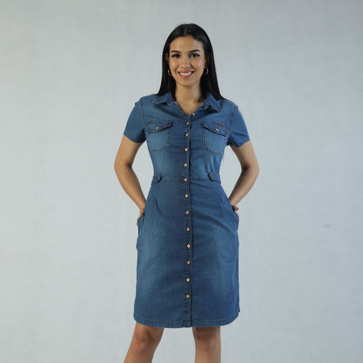 FORDAN JEANS - Vestido MIDI Casual Denim Mujer Fordan Jeans