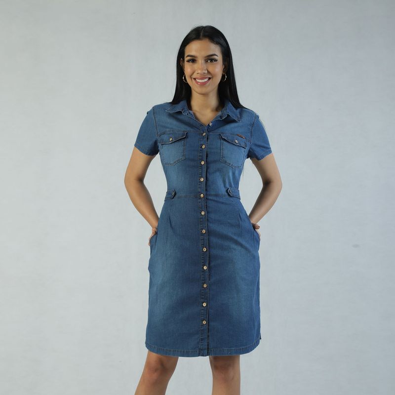 FORDAN JEANS - Vestido MIDI Casual Denim Mujer Fordan Jeans