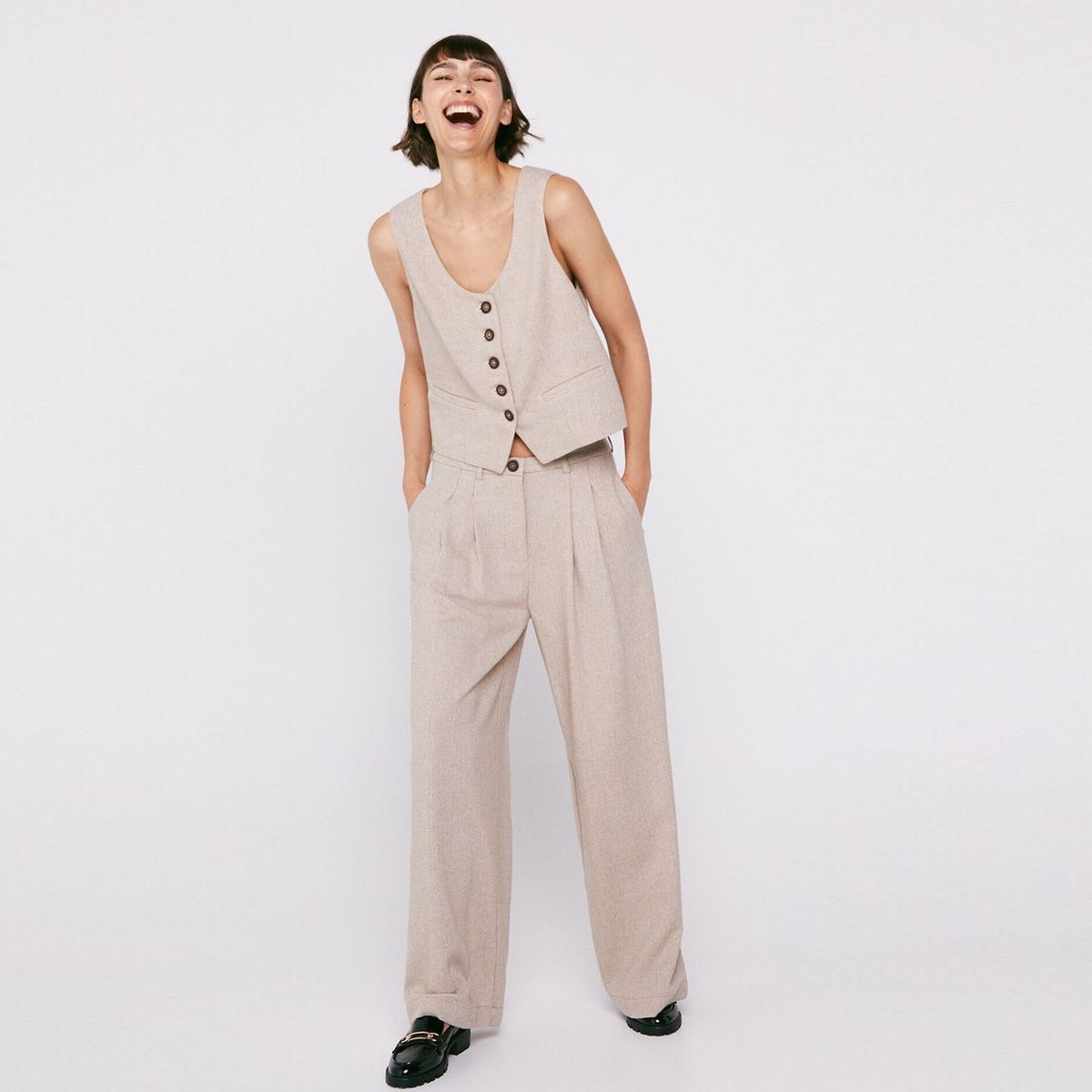 CORTEFIEL - Pantalón Palazzo Mujer Cortefiel