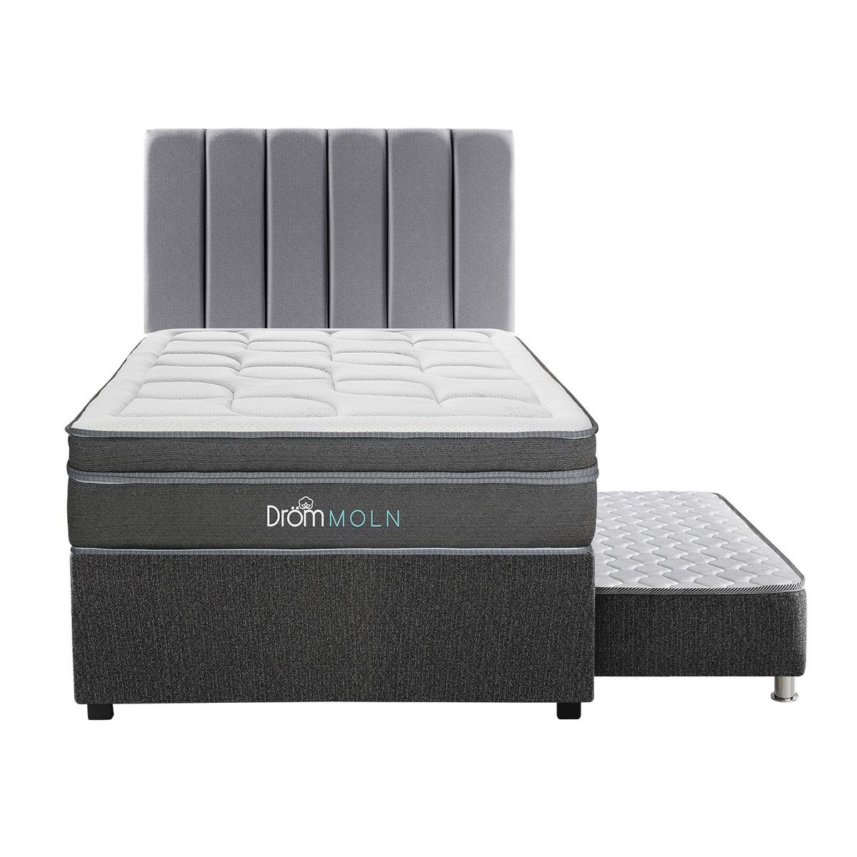 DROM - Dormitorio Divan Moln 1.5 Plz + 1 Almohada Viscoelástica y Protector