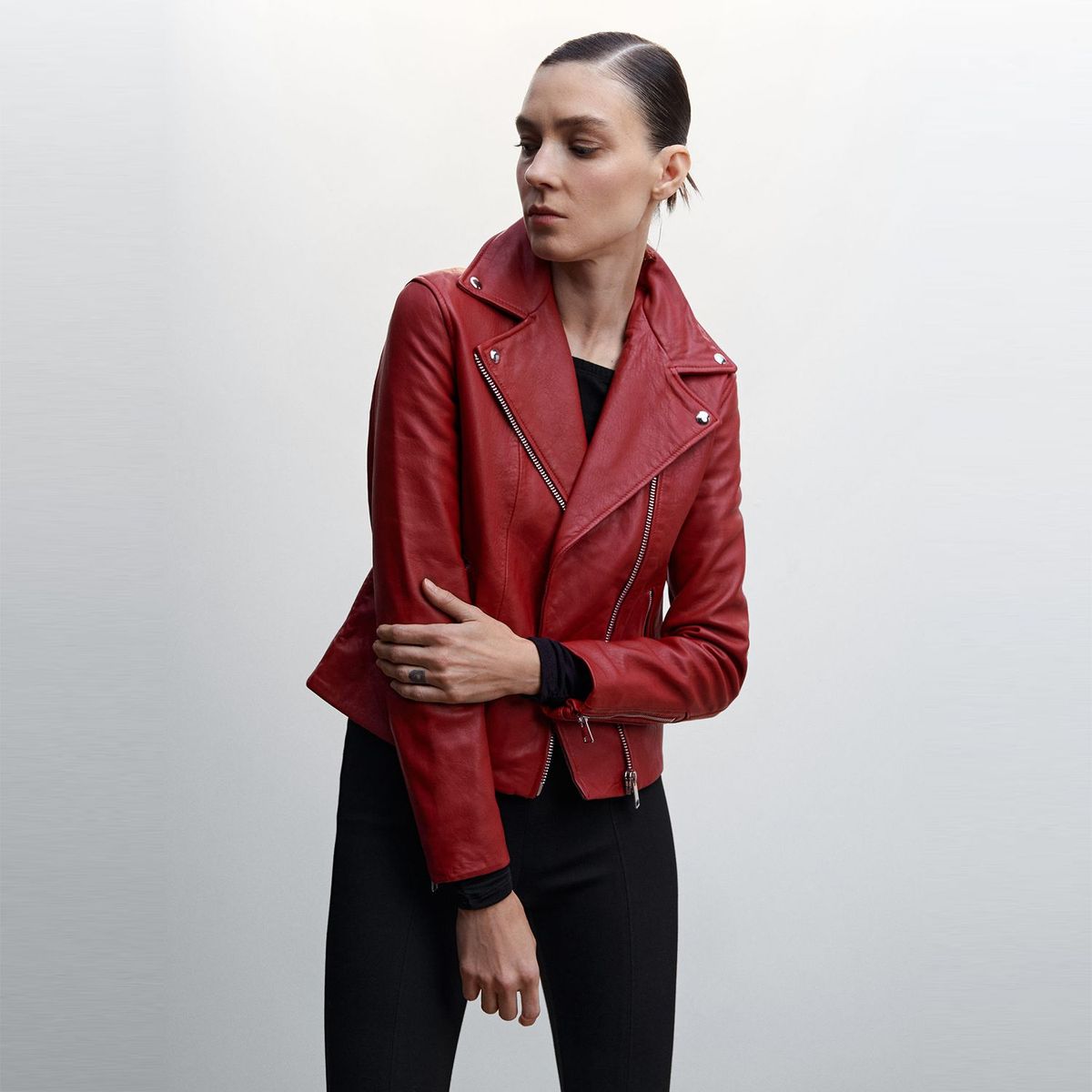 MANGO - Casaca de Cuero Mujer Mango