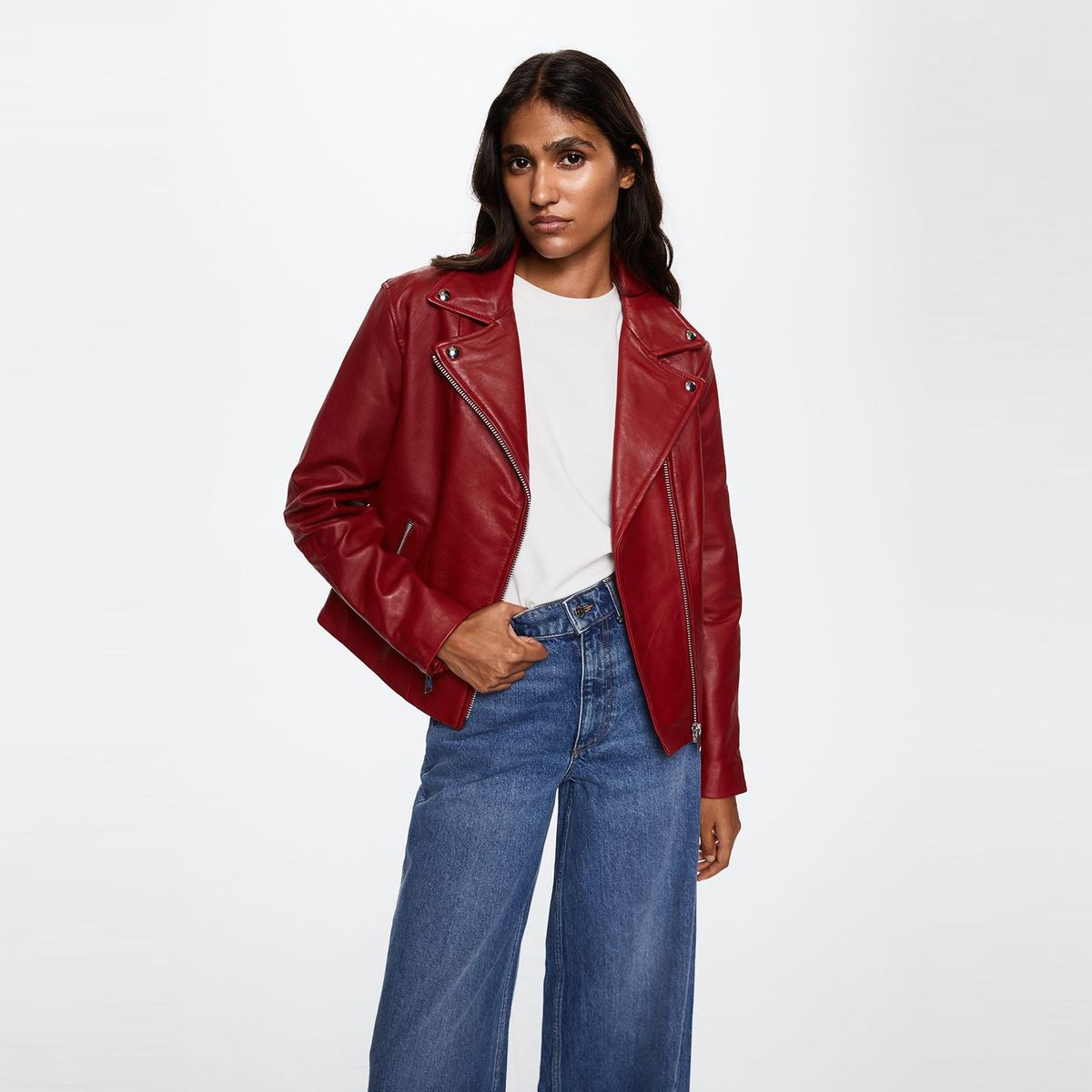 MANGO - Casaca de Cuero Mujer Mango