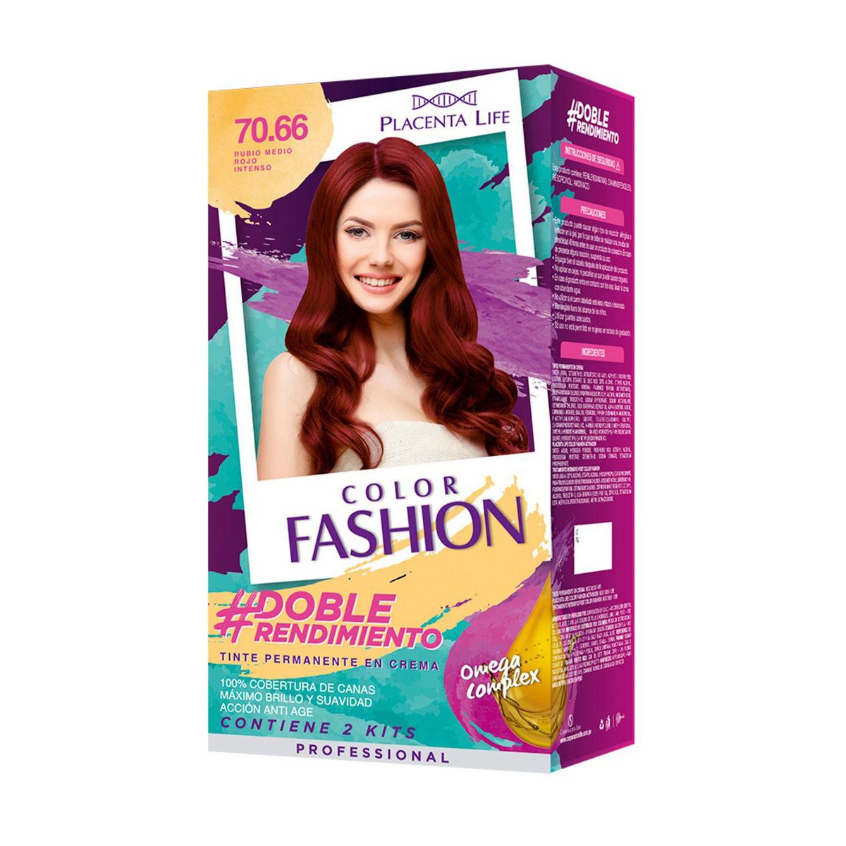 COLOR FASHION - Tinte para Cabello Rubio Medio Rojo Intenso Color Fashion