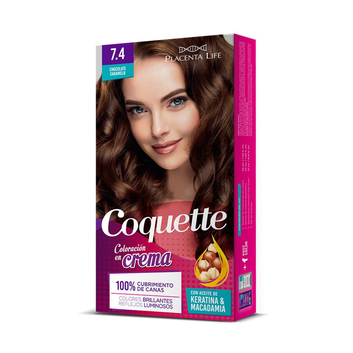 COQUETTE - Kit Tinte para Cabello 7.4 Chocolate Caramelo 1 Aplicación Coquette