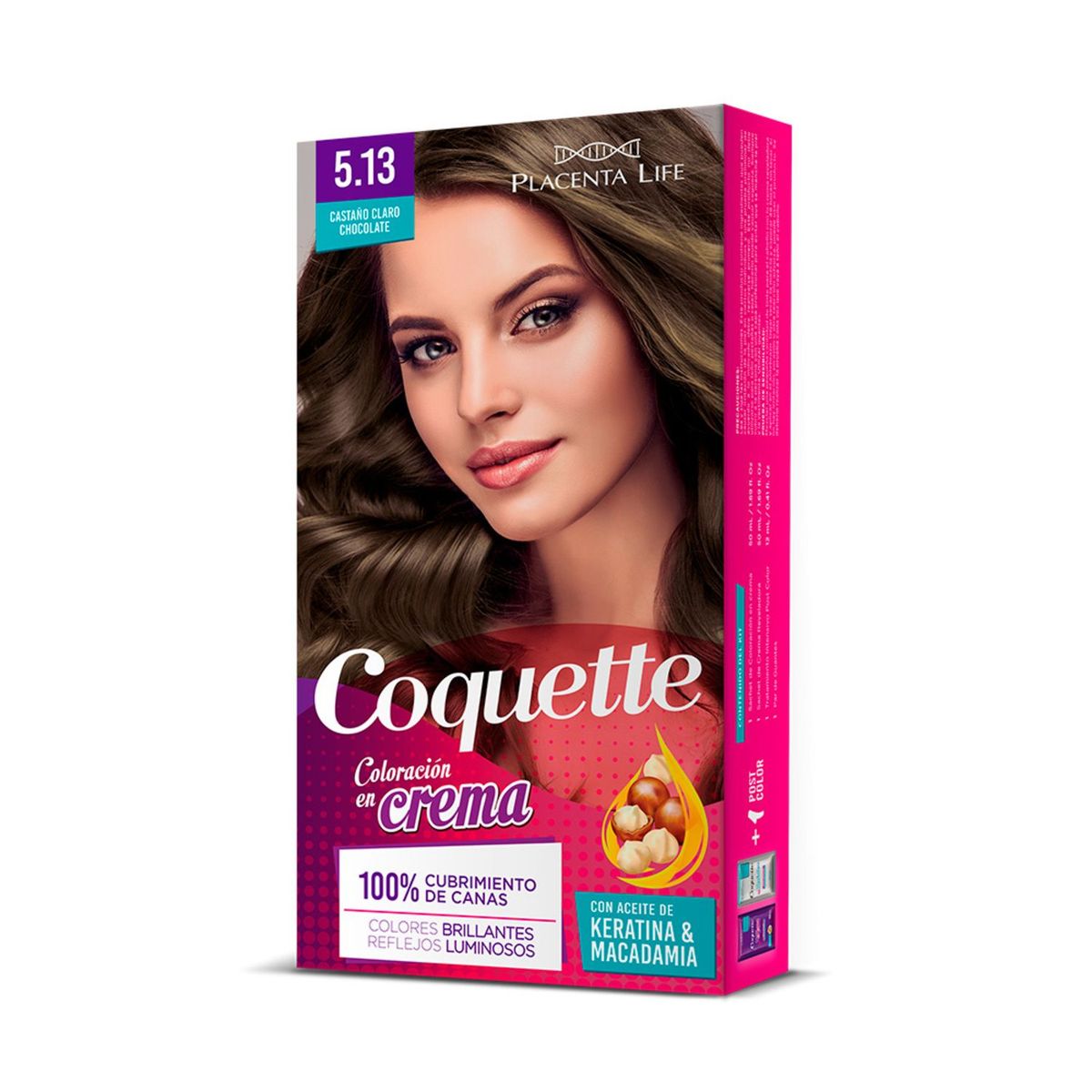 COQUETTE - Kit Tinte para Cabello 5.13 Castaño Claro Chocolate 1 Aplicación Coquette