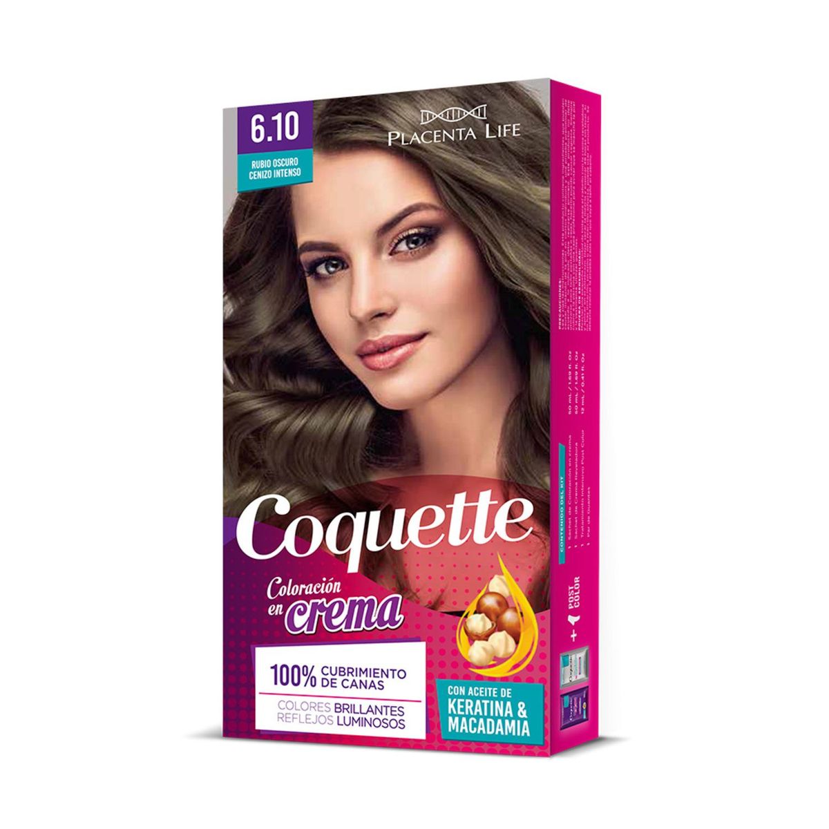 COQUETTE - Kit Tinte para Cabello 6.1 Rubio Oscuro Cenizo Intenso 1 Aplicación Coquette
