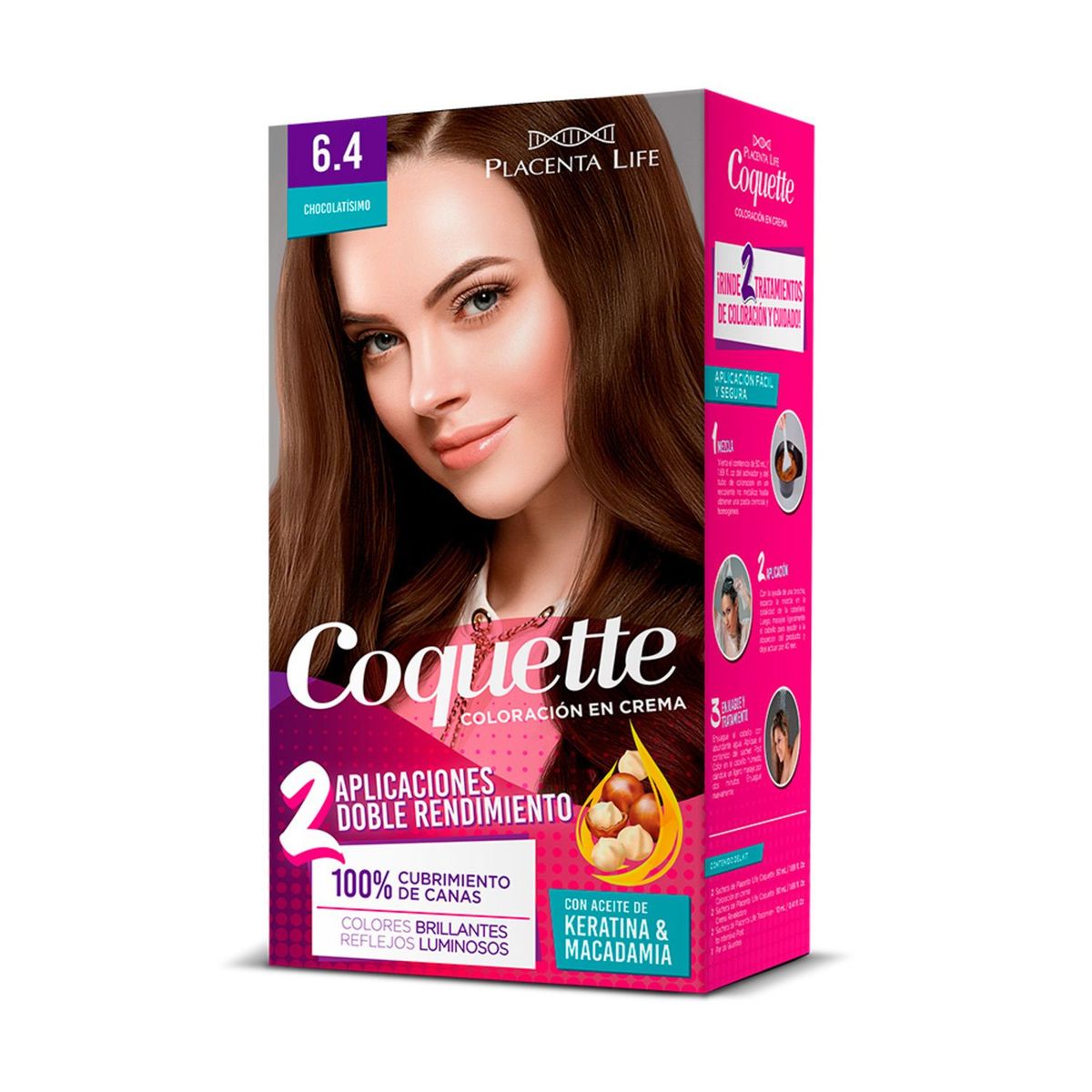 COQUETTE - Kit Tinte para Cabello 6.4 Chocolatísimo 2 Aplicaciones Coquette