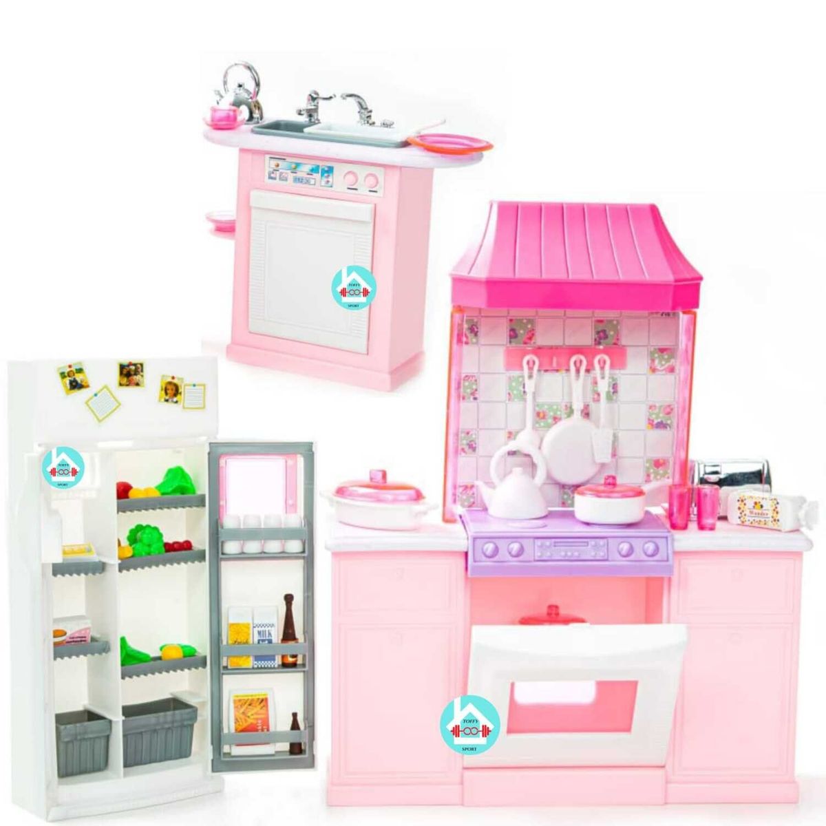 GENERICO - Set cocina con refrigerador barbie