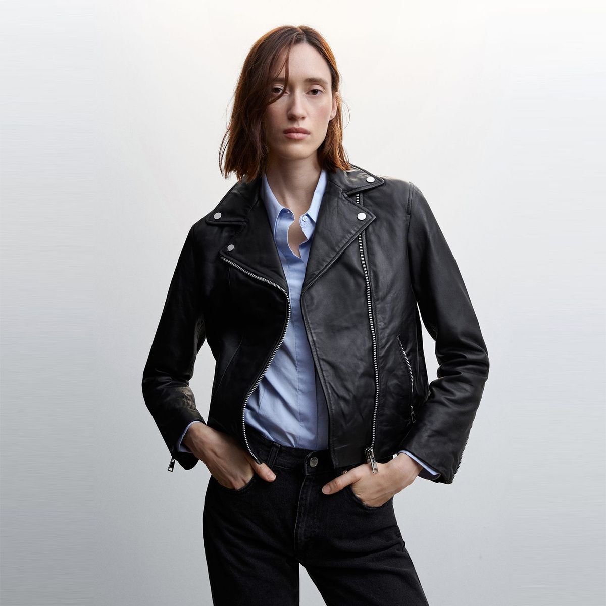 MANGO - Casaca de Cuero Mujer Mango