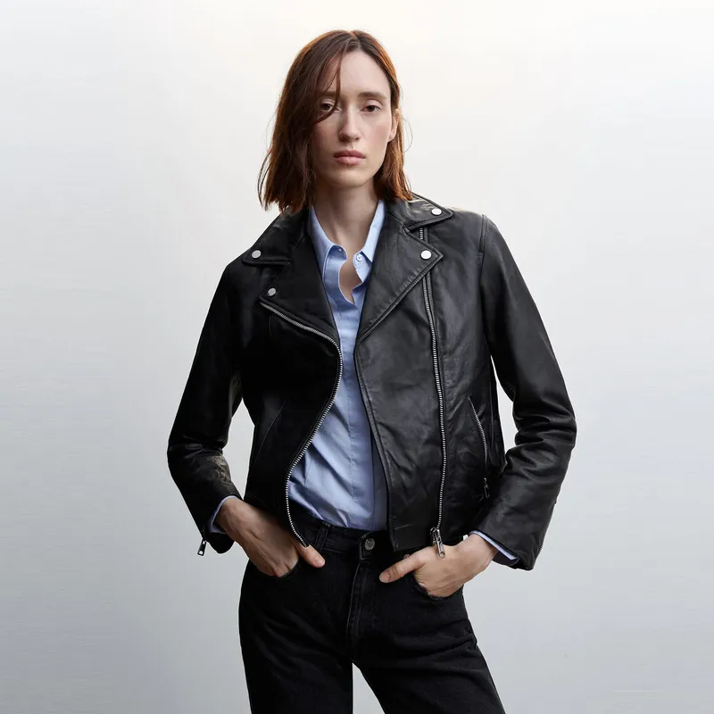 Casaca de Cuero Mujer Mango MANGO