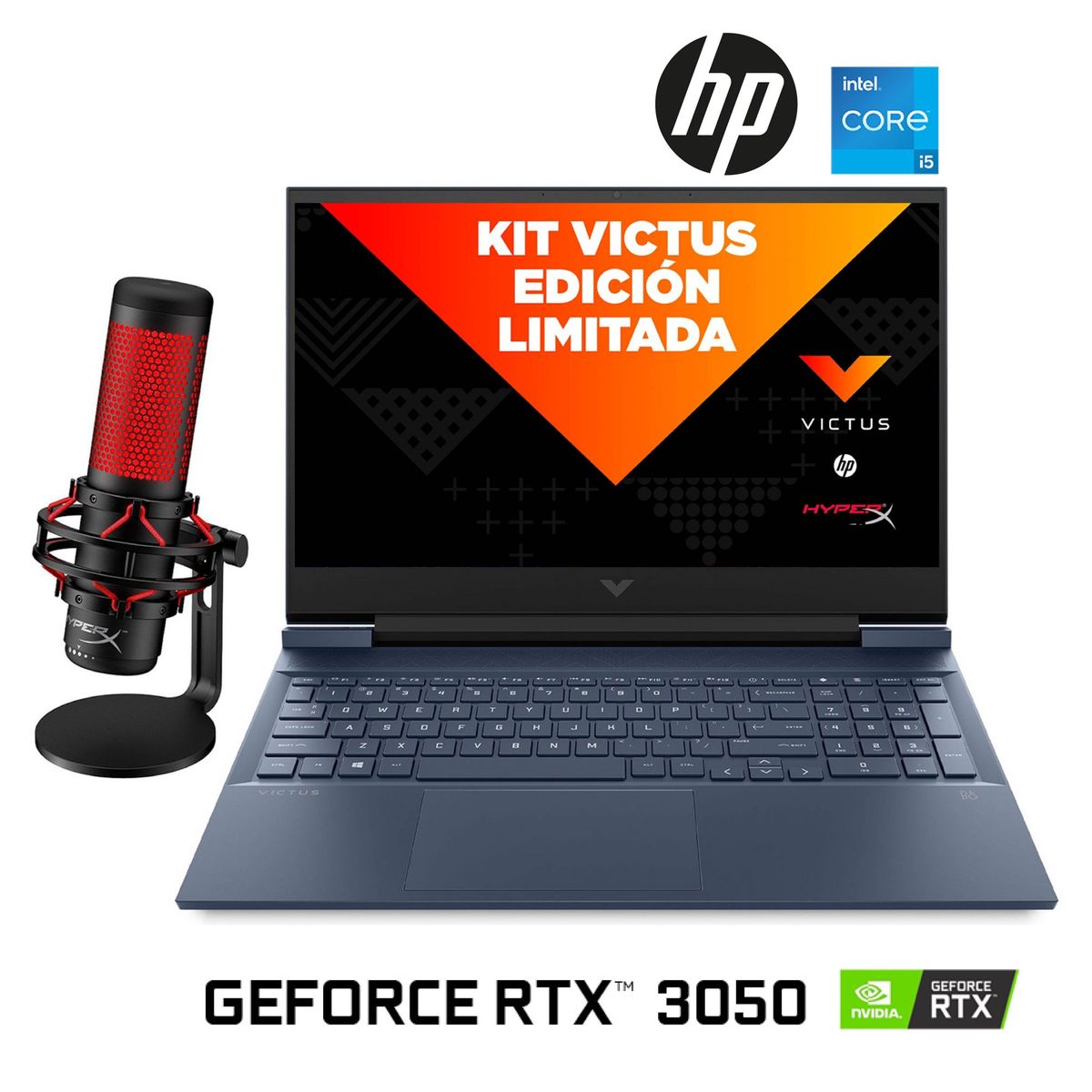 HP - Gamer Intel Core I5 Rtx 3050 8gb 512gb Ssd 16.1" Victus 16-d0506la + Micrófono Hyper X Quadcast