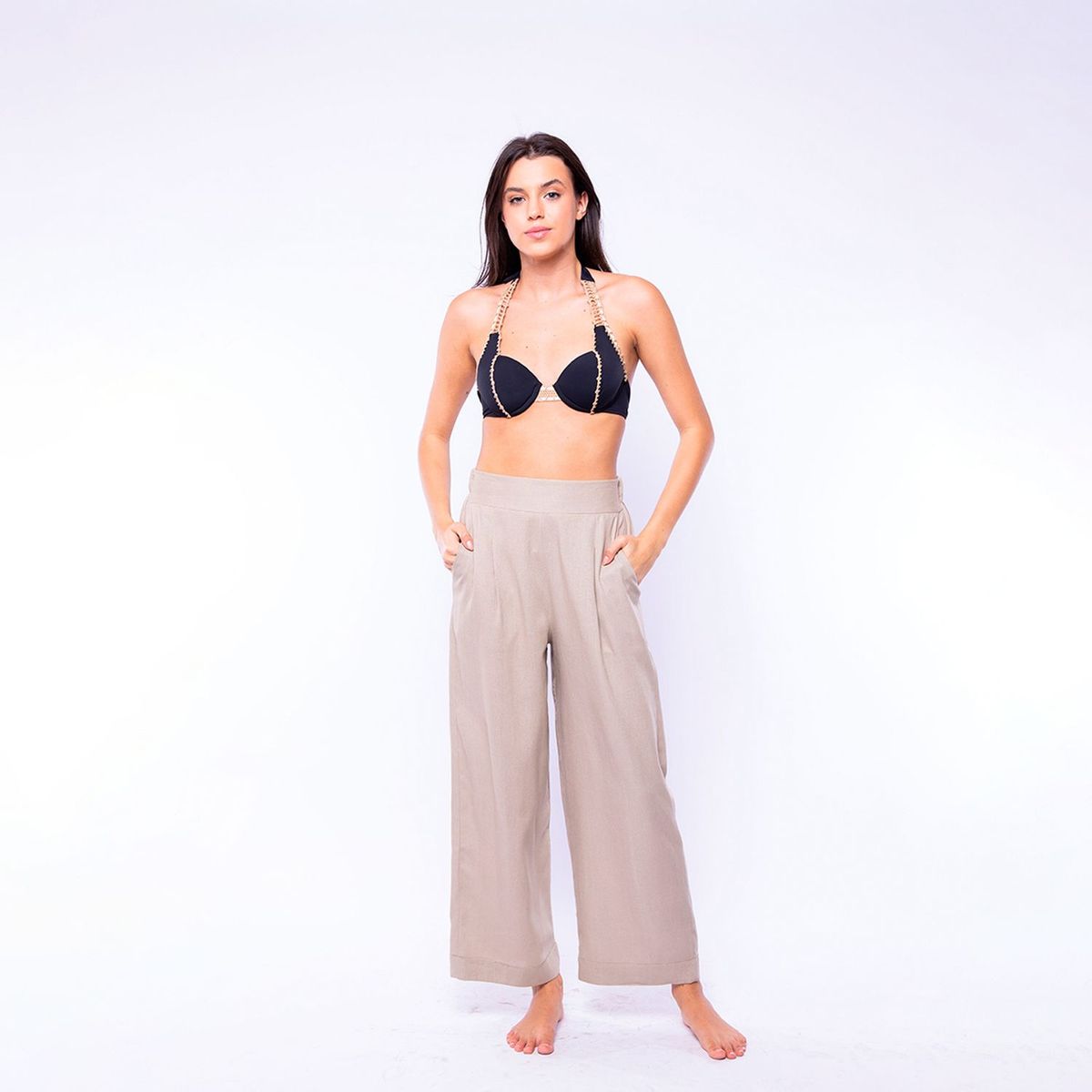 PRAIA BRAVA - Palazzo Mujer Lino Beige Praia Brava