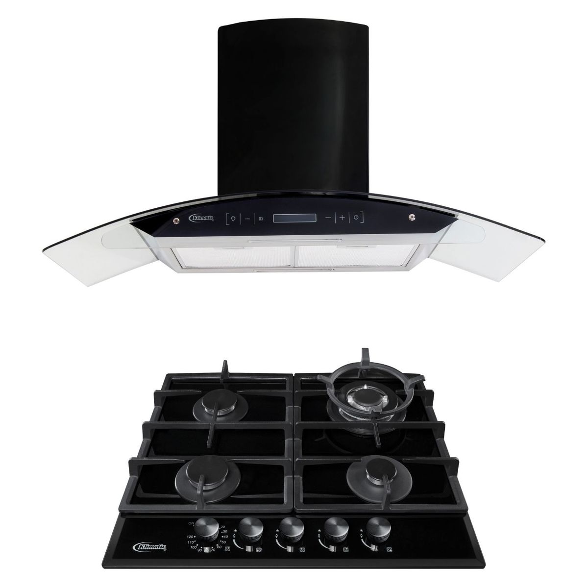 KLIMATIC - Combo Encimera A Gas Aosta60 + Campana Decorativa Venezia Black-C Marca Klimatic