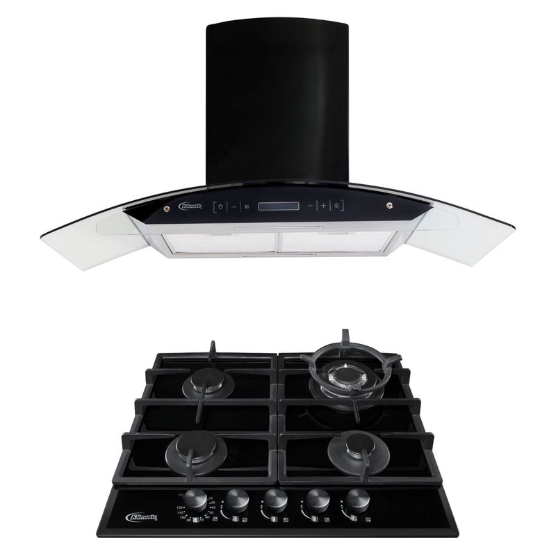 KLIMATIC - Combo Encimera A Gas Aosta60 + Campana Decorativa Venezia Black-C Marca Klimatic