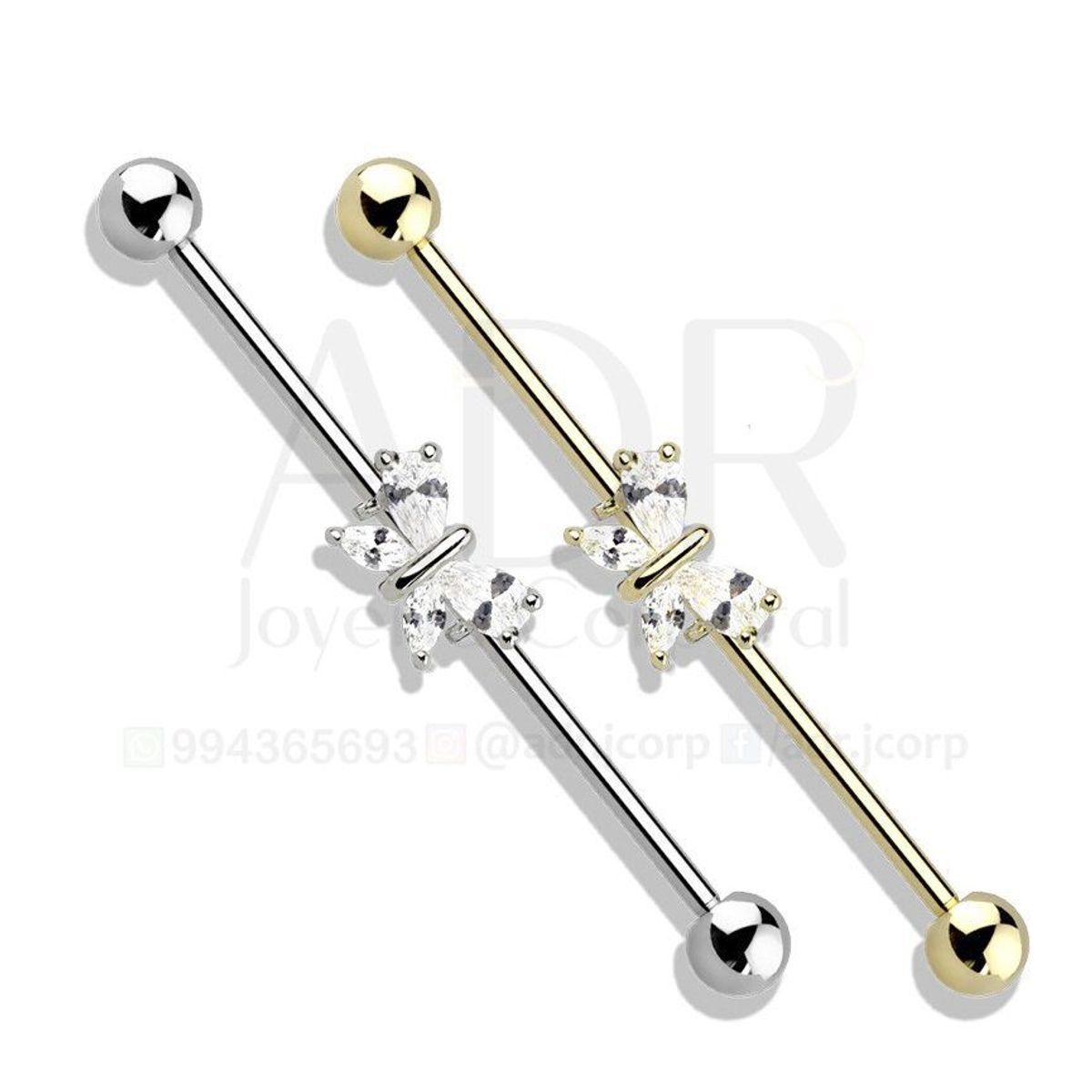 ADR JOYERIA CORPORAL - Piercing Industrial Mariposa Arete Transversal