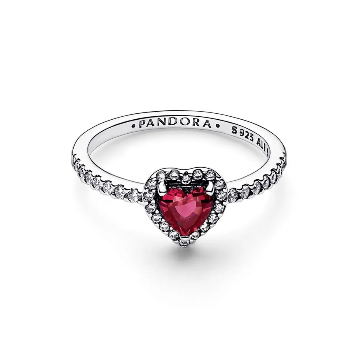 PANDORA - Anillo Mujer Corazón elevado rojo Pandora