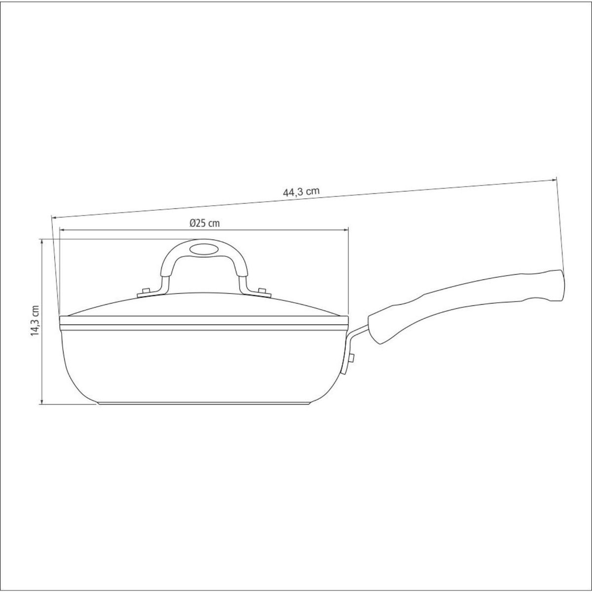 TRAMONTINA - Sarten 24 cm Monaco Ind Negro
