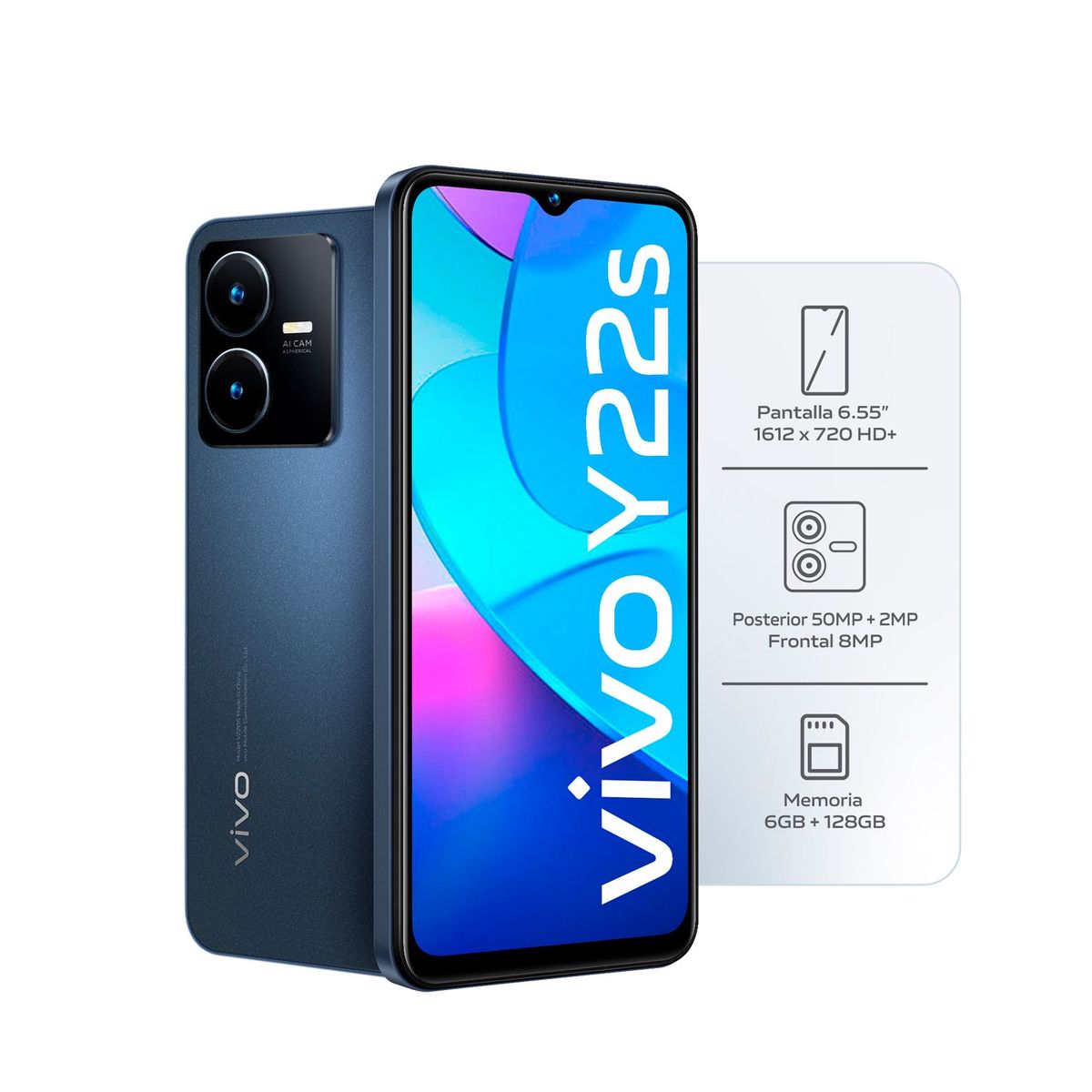 VIVO - Smartphone Vivo Y22s 128GB + 6GB Azul Destellante