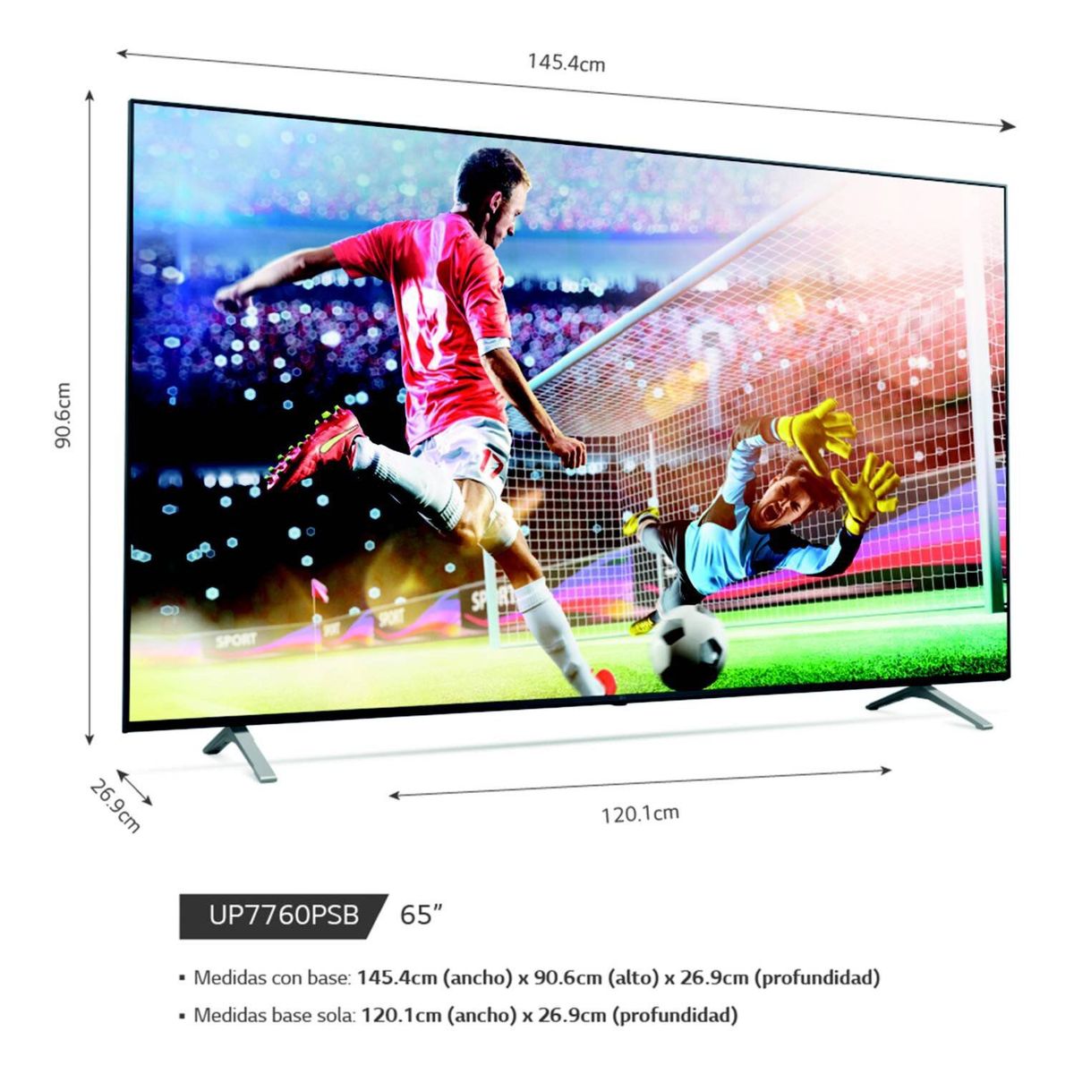 LG - Televisor LG 65" LED Smart TV UHD 4K con ThinQ AI 65UP7760PSB