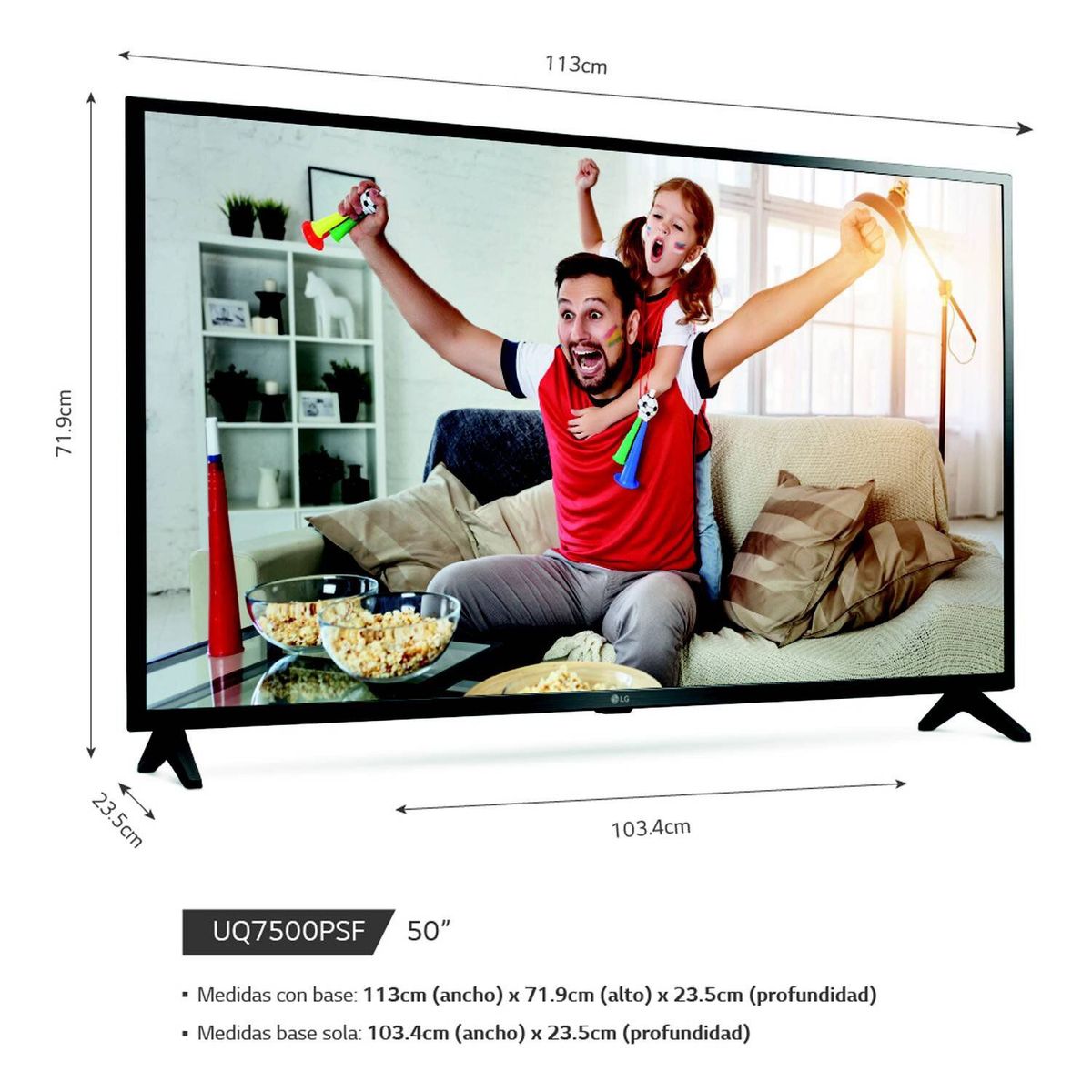 LG - Televisor LG 50" LED Smart TV UHD 4K con ThinQ AI 50UQ7500PSF + Control Magic + Rack Movil