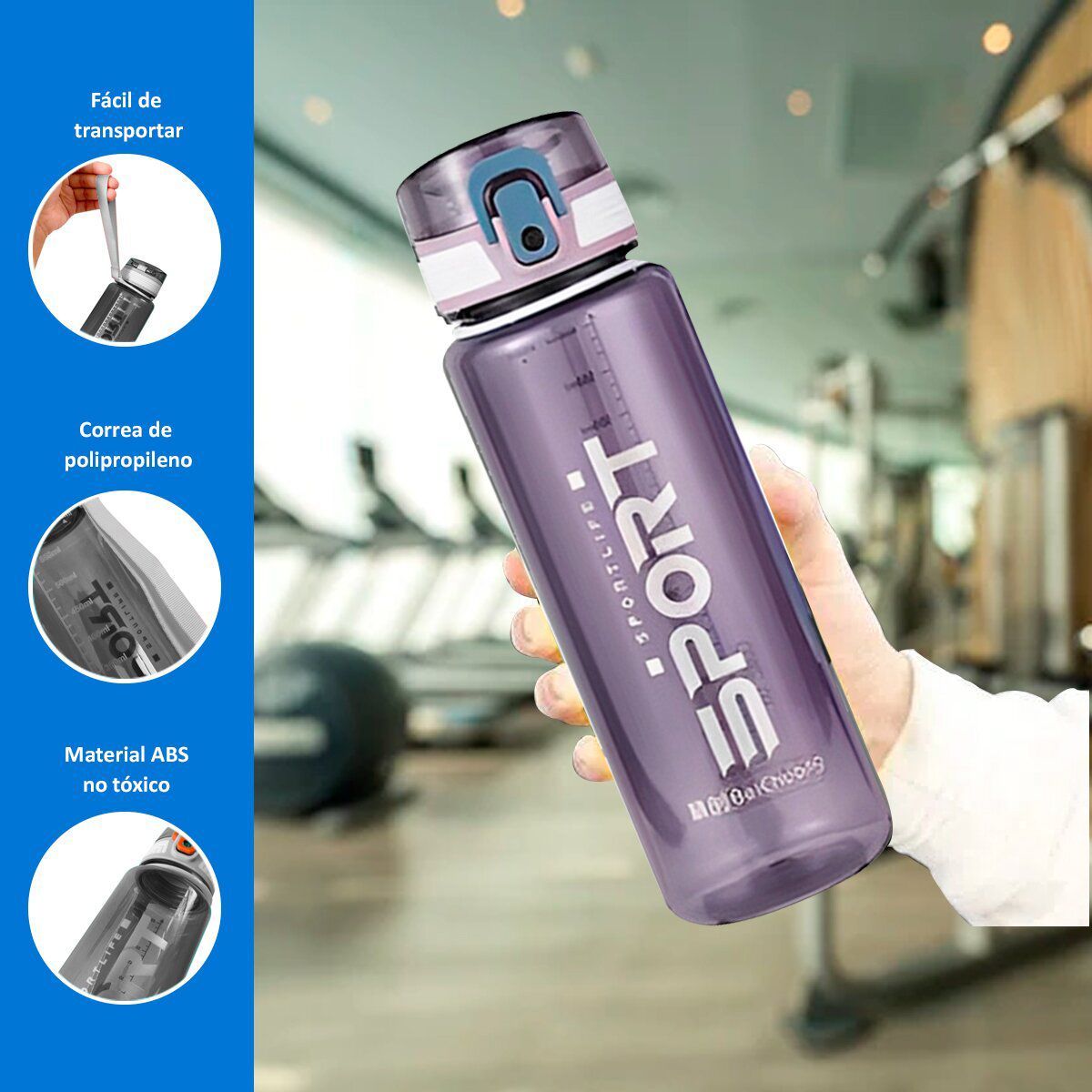  - Tomatodo Sport 600ml con Botón de Seguridad Morado