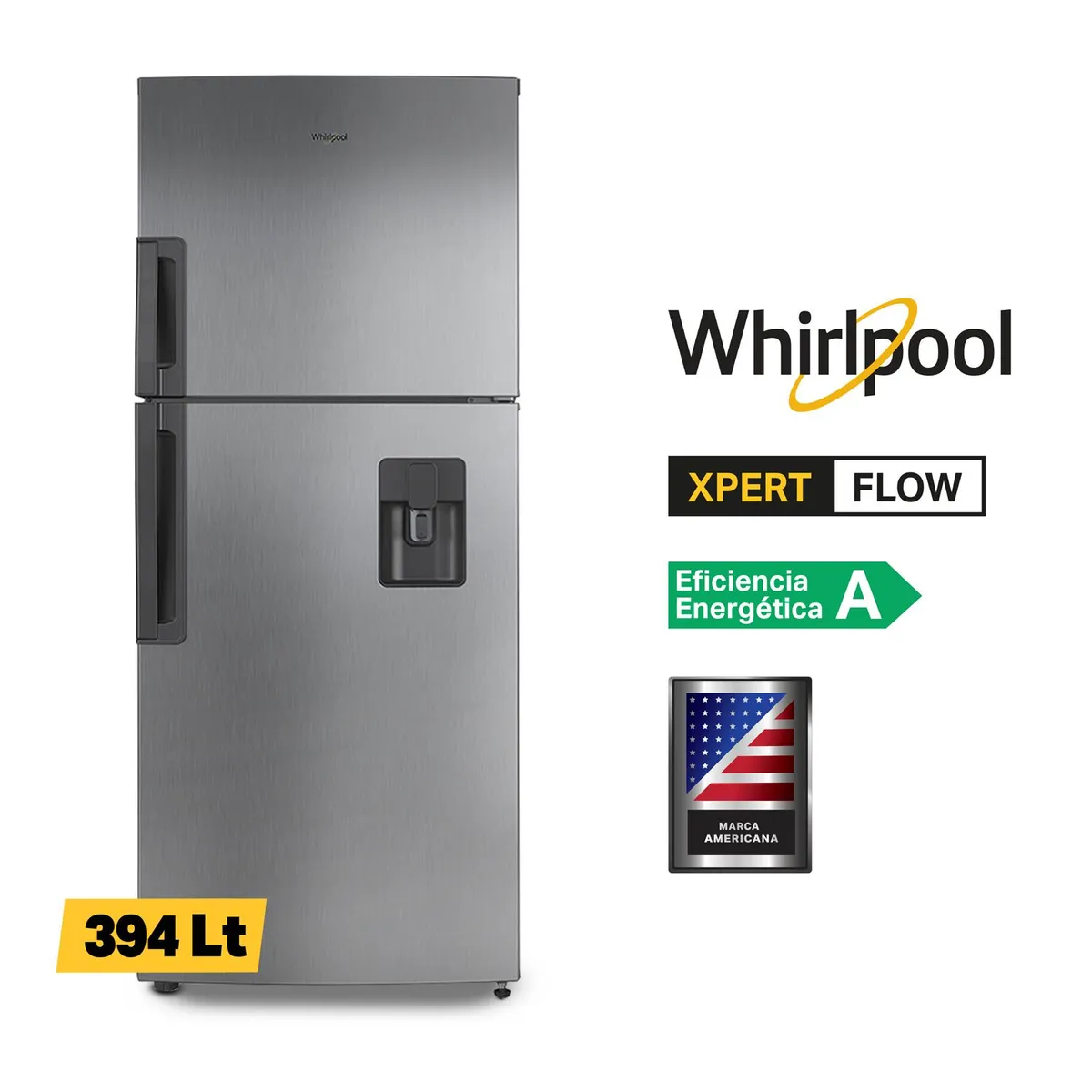 WHIRLPOOL - Refrigeradora Whirlpool Congelador Superior  394  Lts WRJ43AKGWW Gris