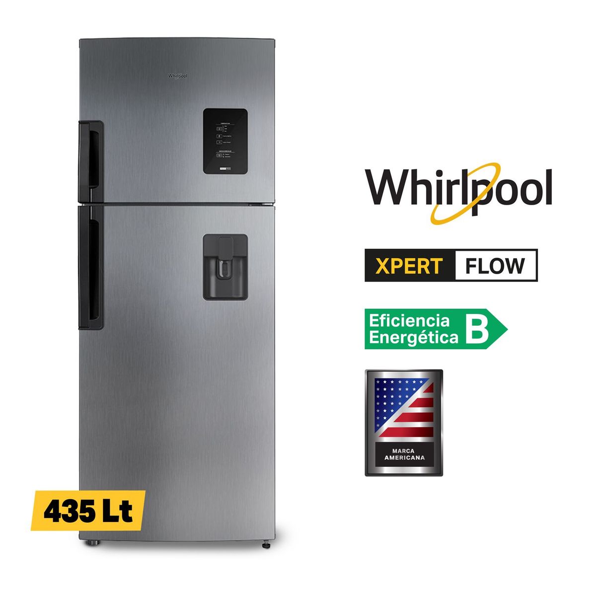 WHIRLPOOL - Refrigeradora Whirlpool Congelador Superior 435 Lts WRW45AKGWW Gris