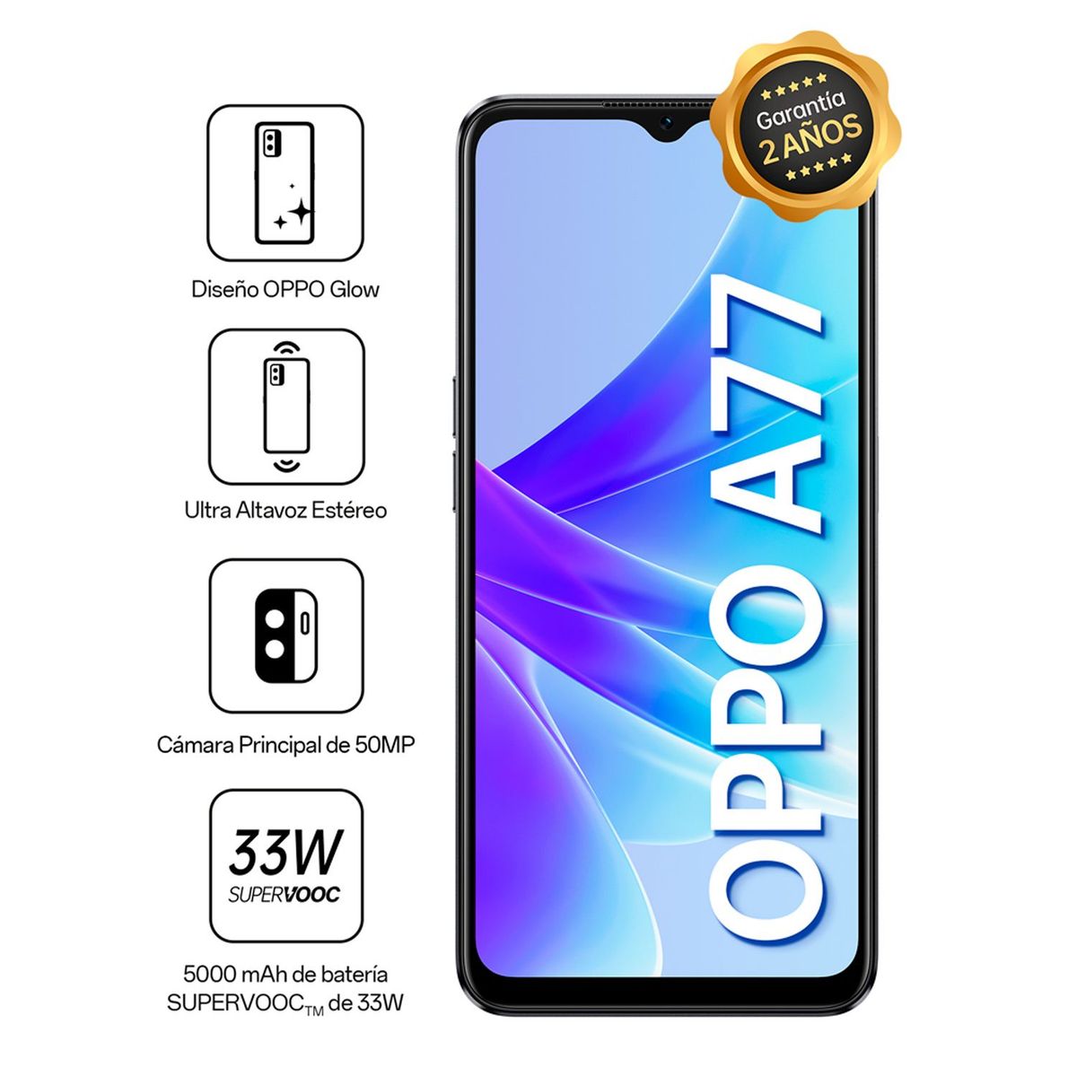 OPPO - Oppo A77 128Gb 4Gb (Hasta 8Gb) Black