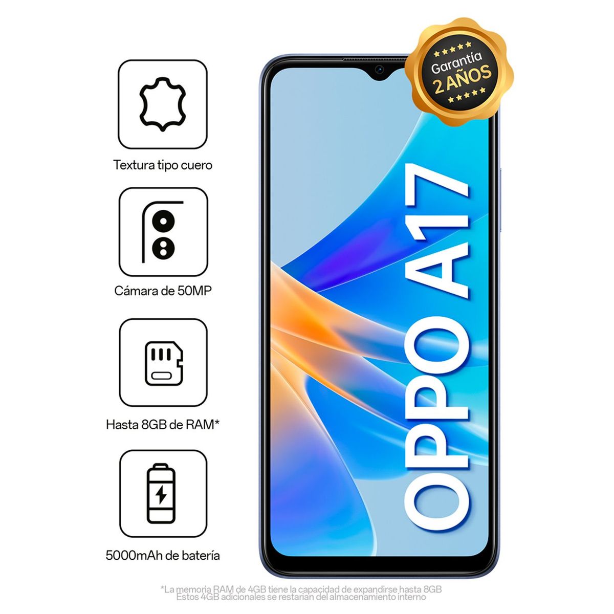 OPPO - Oppo A17 64Gb 4Gb (Hasta 8Gb) Blue