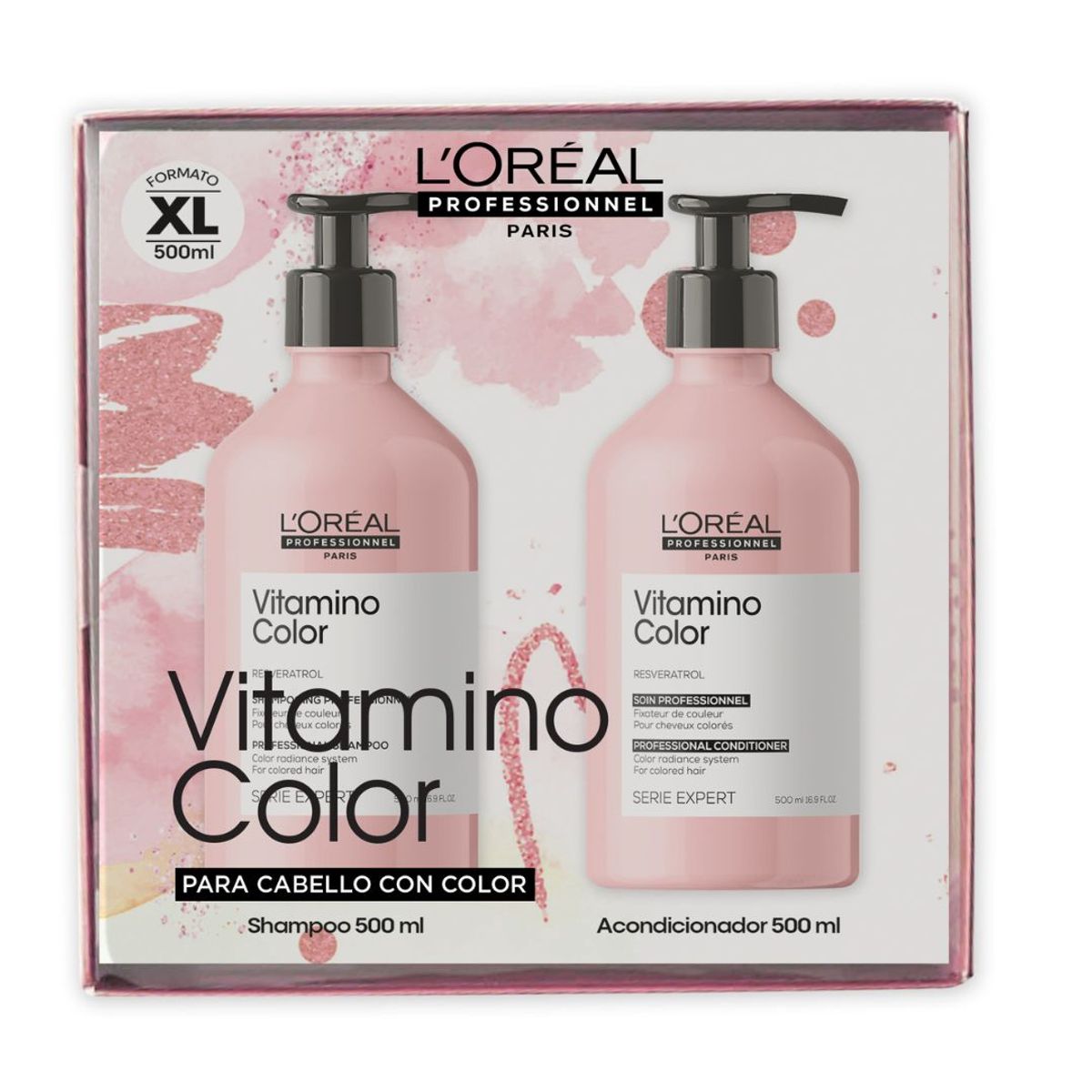 LOREAL PROFESSIONNEL - Bipack Vitamino Color de L'Oréal Professionnel para cabello con coloración  (Shampoo 500ml + Acondicionador 500ml)
