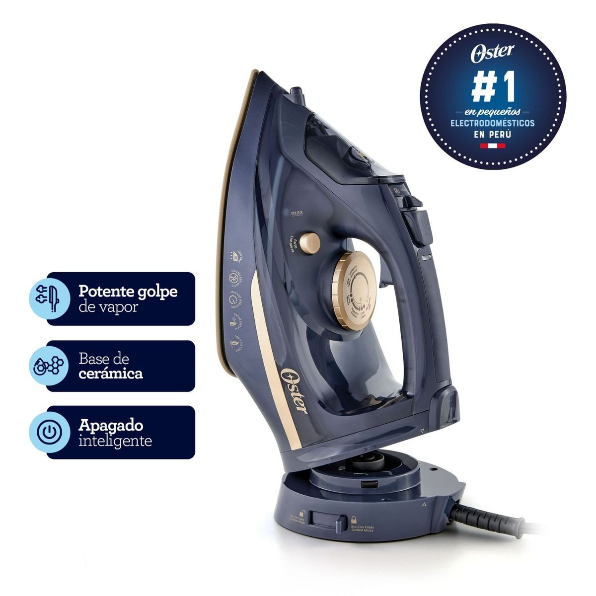 OSTER - Plancha Inalámbrica Oster 2 En 1 Base De Cerámica