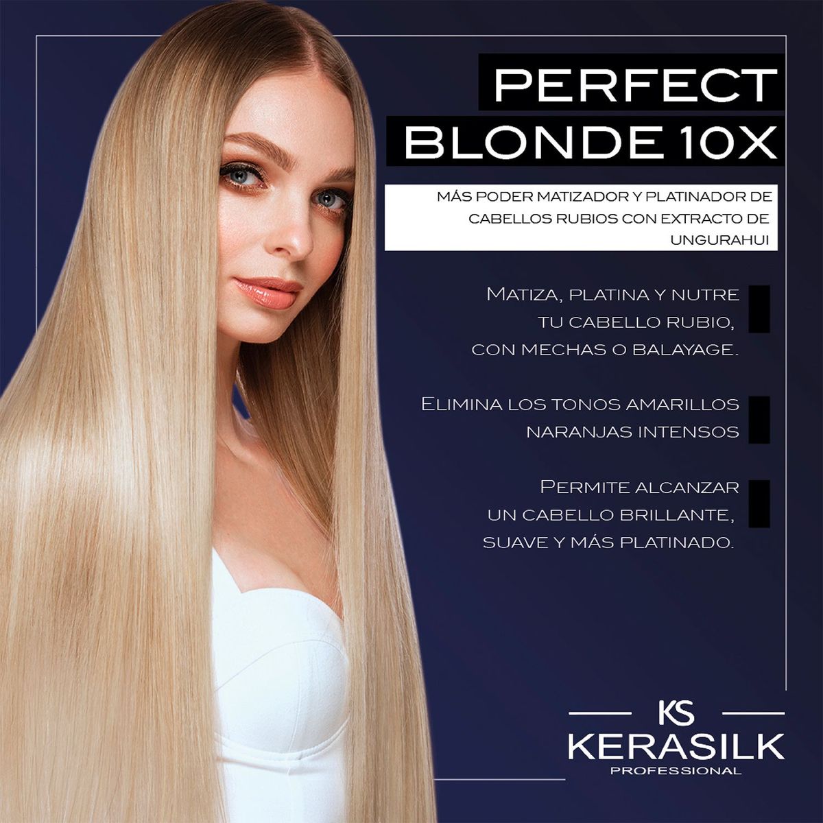 KERASILK PROFESSIONAL - Shampoo Matizador Azul Cabello Rubio Kerasilk