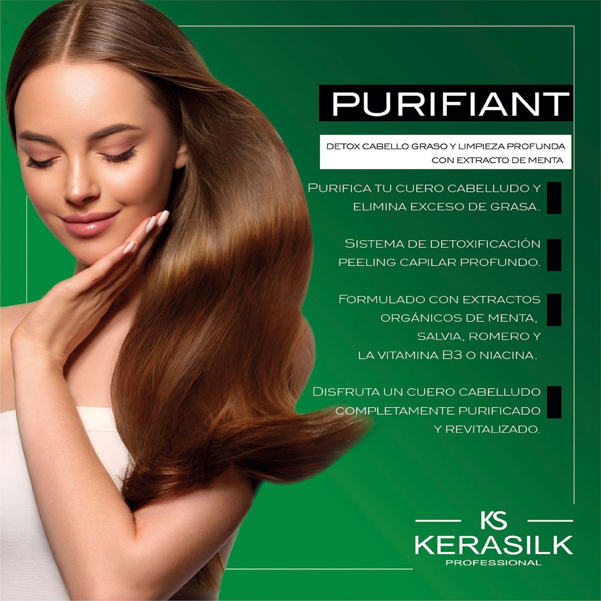 KERASILK PROFESSIONAL - Shampoo Purificante Cabello Graso Kerasilk 