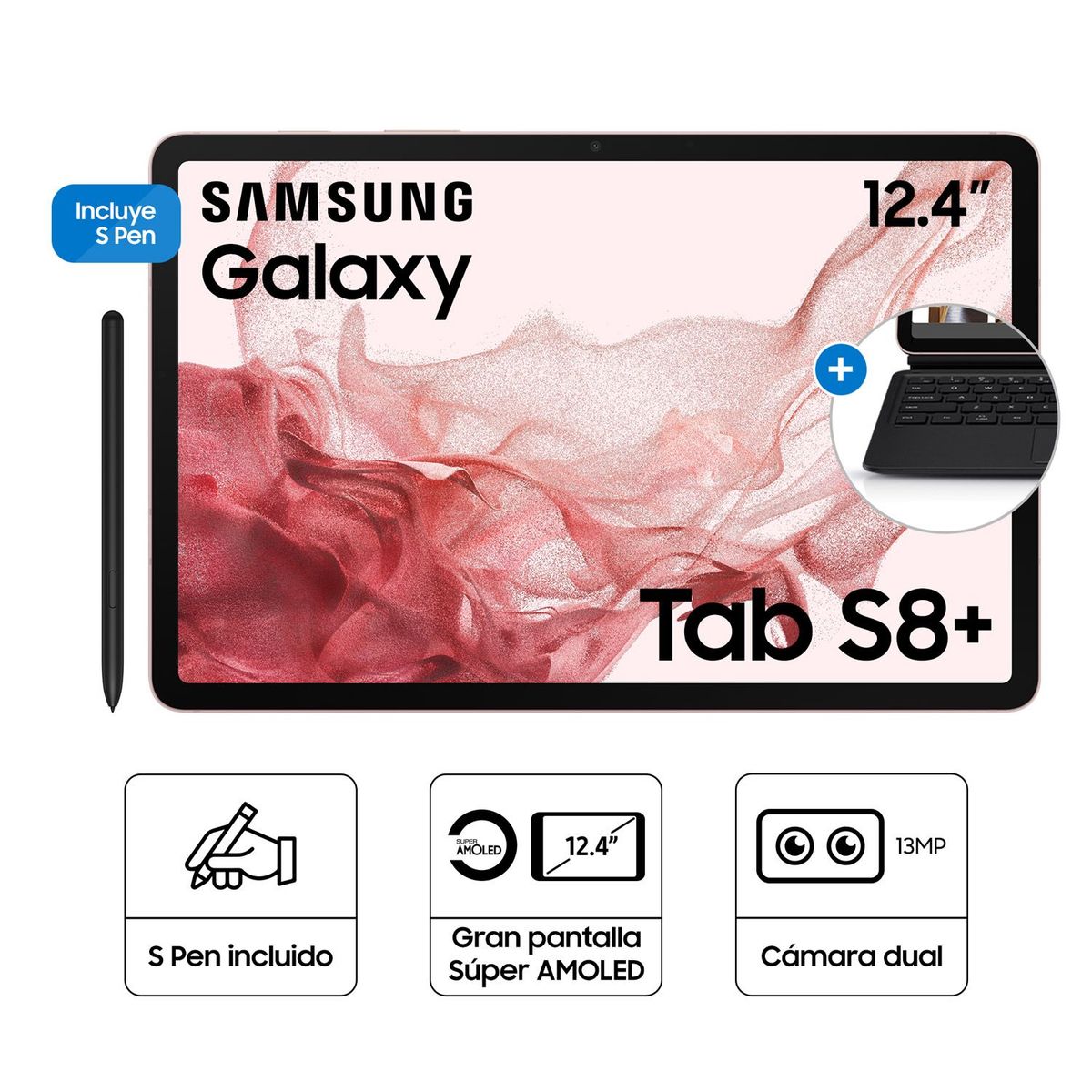 SAMSUNG - Galaxy Tab S8+ Pink Gold W/ KBD + Galaxy Tab S6 Lite