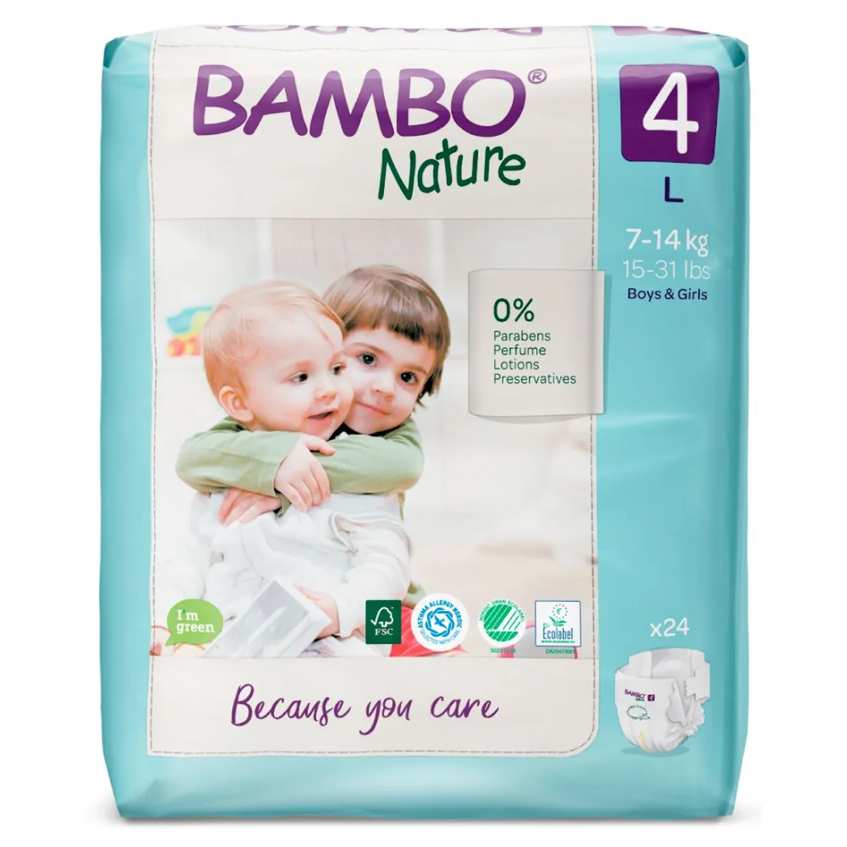 BAMBO NATURE - Pañal Bambo Nature Talla 4 (G) - 6 Paquetes De 24 Unid