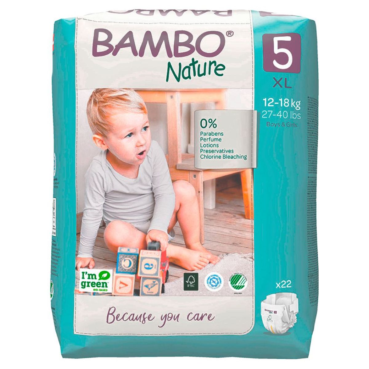 BAMBO NATURE - Pañal Bambo Nature Talla 5 (Xg) - 6 Paquetes De 22 Unid