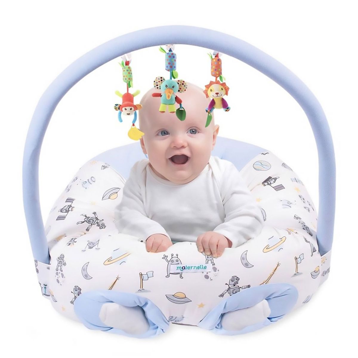 MATERNELLE - Puff de descanso Bebé 2 en 1 Celeste Espacial Maternelle