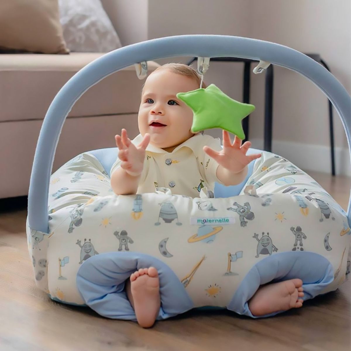 MATERNELLE - Puff de descanso Bebé 2 en 1 Celeste Espacial Maternelle