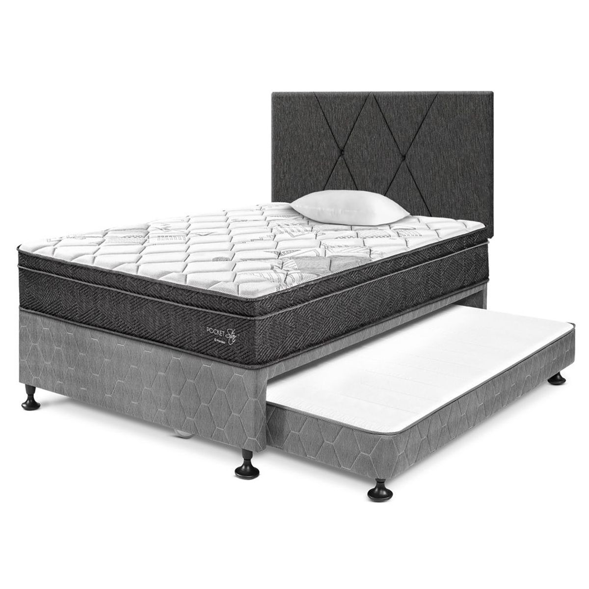 PARAISO - Dormitorio Diván Pocket Star 1.5 Plz + 1 Almohada + Protector