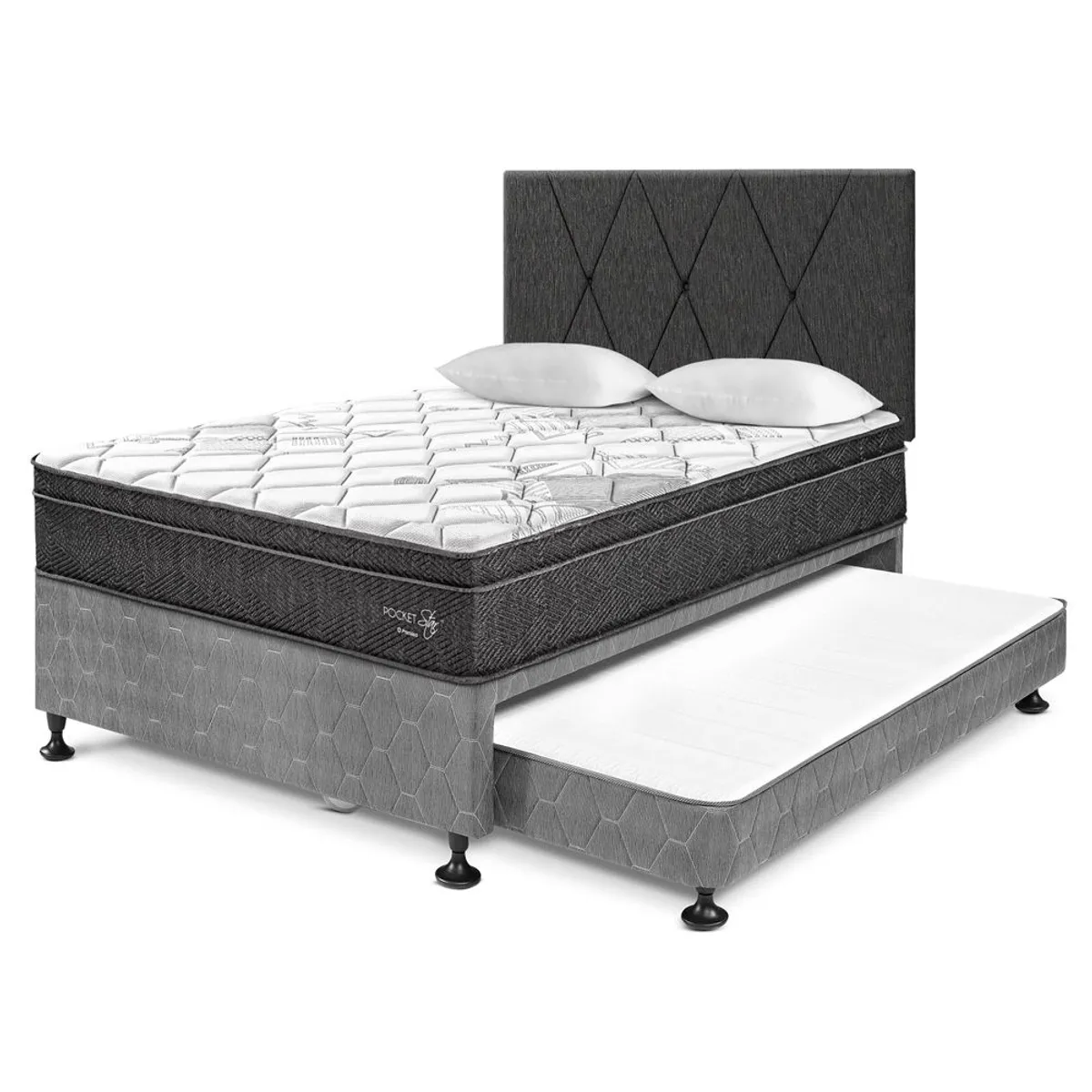PARAISO - Dormitorio Diván Pocket Star 2 Plz + 2 Almohadas + Protector