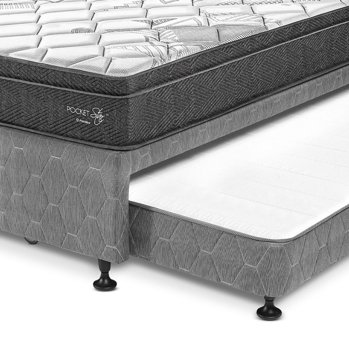 PARAISO - Dormitorio Diván Pocket Star 2 Plz + 2 Almohadas + Protector