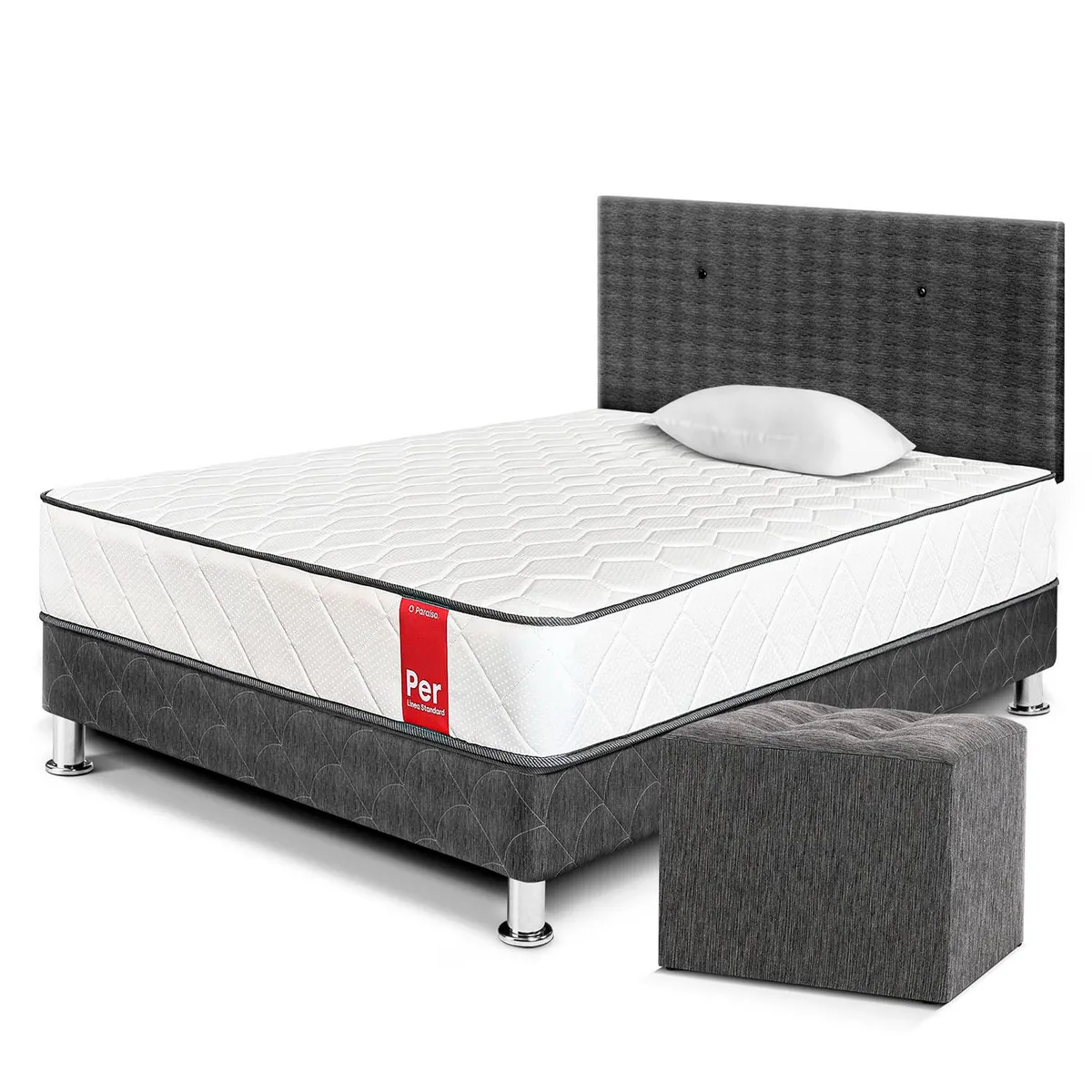 PARAISO - Dormitorio Per 1.5 Plz + Puff + 1 Almohada + Protector