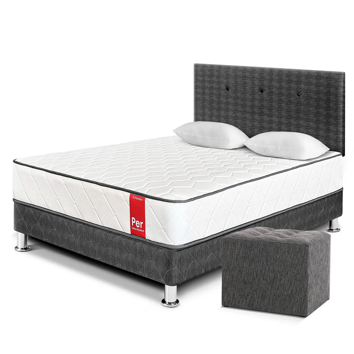 PARAISO - Dormitorio Per 2 Plz + Puff + 2 Almohadas + Protector