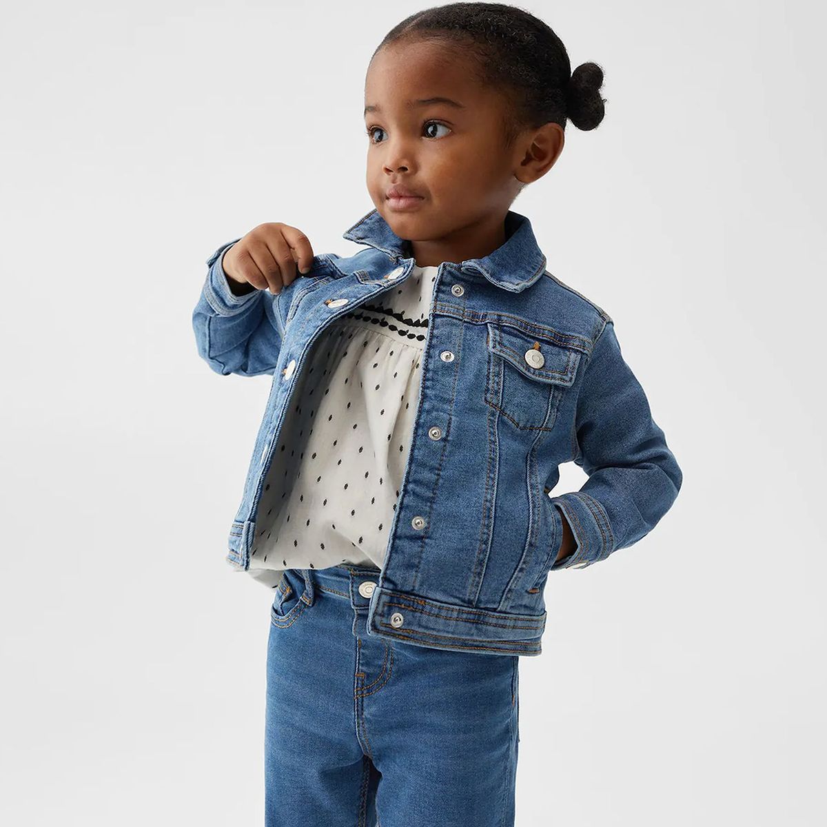 MANGO KIDS - Casaca Jean Bebe Niña Mango Kids