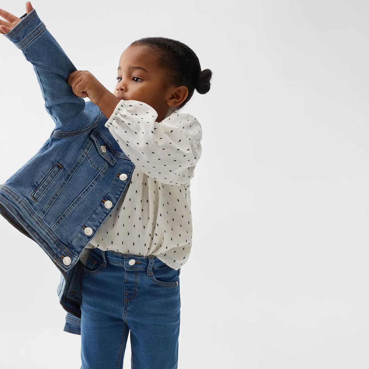 MANGO KIDS - Casaca Jean Bebe Niña Mango Kids