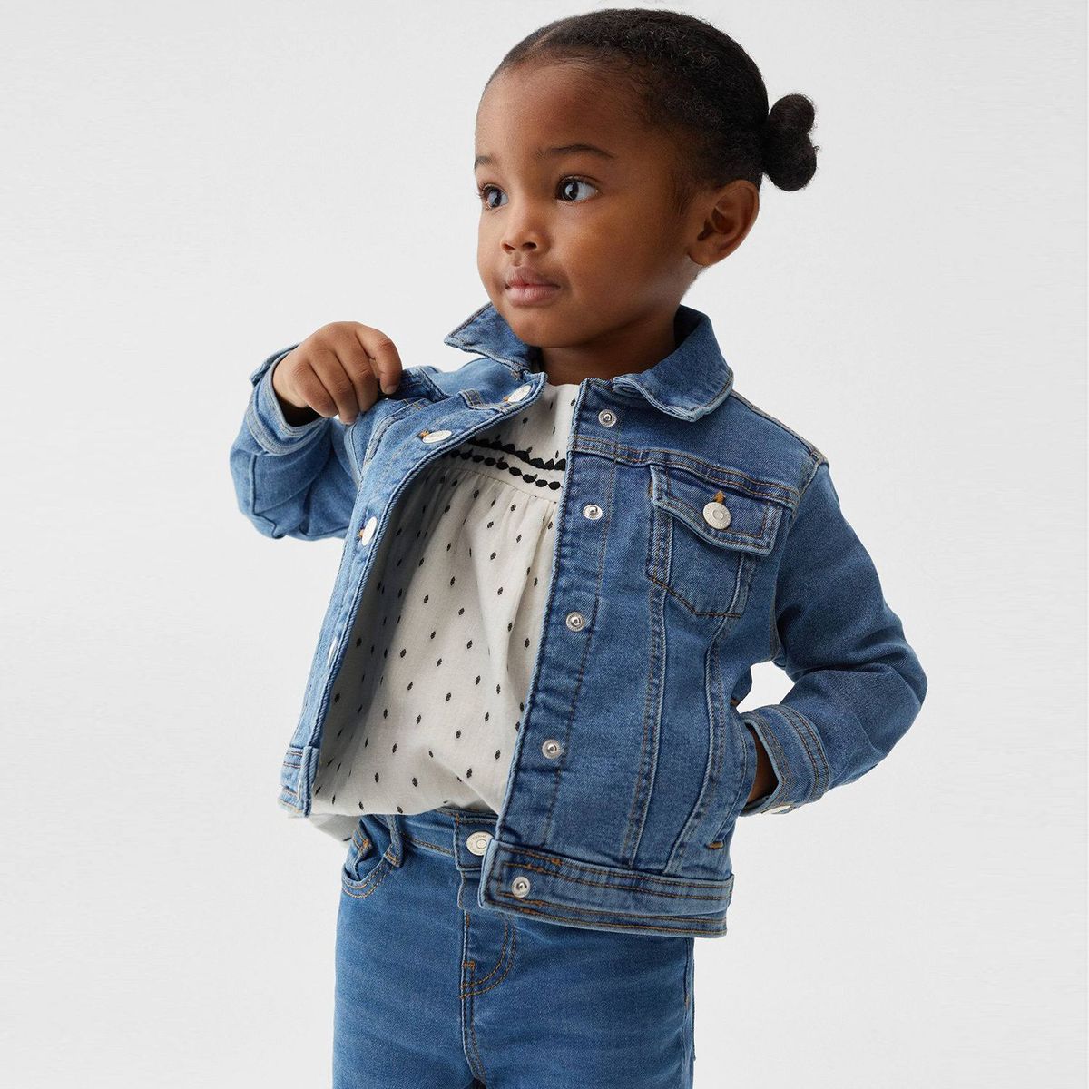 MANGO KIDS - Casaca Jean Bebe Niña Mango Kids