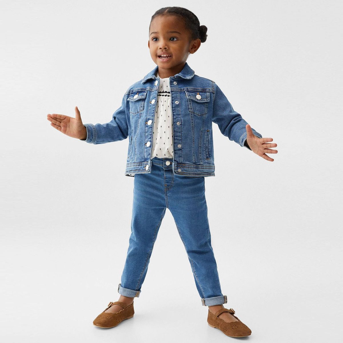 MANGO KIDS - Casaca Jean Bebe Niña Mango Kids