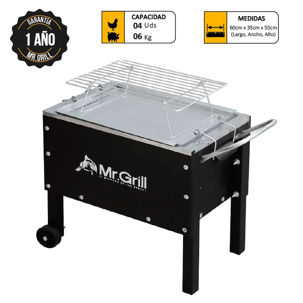 MR GRILL - Caja China Mediana Junior Galvanizada + Parrilla Varillas 